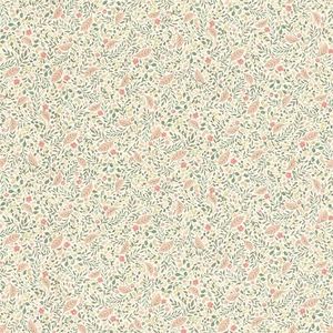 Rasch Behang 795011 - Florale vliesbehang met kleine bloemen en bladeren in groen, roze en oranje - 10,05 m x 0,53 m (l x b)
