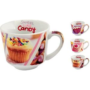 Home Candy koffiekopjes-set zonder schotel porselein, meerkleurig, 16 stuks