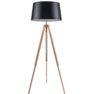 Homemania HOMBR_0135 staande lamp, staande lamp, woonkamer, vloer, hout, stof, zwart, 158 x 67 x 60,5 cm