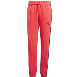 adidas Dames ESSENTIALS 3-STRIPES FRENCH TERRY CUFFED PANTS, pure ruby/black, L