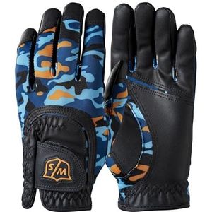 Wilson WGJA00915 Staff Gold Glove, Fit-All JR Handschoen, eenheidsmaat, voor adolescenten, linkerhand, blauw/oranje, microvezel kunststof, WGJA00915
