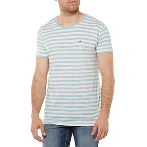 Tommy Jeans Basic Stripe CN Knit S/S 15 T-shirt met korte mouwen voor heren, blauw (Winter Sky 426), M