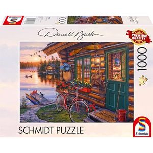 Schmidt Spiele 58531 Darrel Bush, zeehut met fiets, 1000 stukjes puzzel, kleurrijk