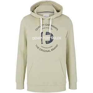 TOM TAILOR Denim Uomini Hoodie sweatshirt met print 1031916, 28855 - Laurel Green, XS