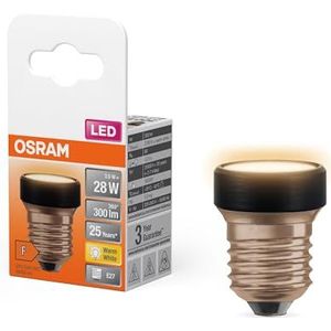 OSRAM LED Star Flat met 3,5 W (zoals 28W), 300lm/2700K, 827 warm wit, mat, kunststof in zwart, met E27 schroefdraad, niet dimbaar, 35 mm diameter, 4-pack