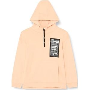 Koton Boys's Hoodie Half Zipper Kangaroo Zakken Slogan Thema Gedrukt Detail Katoen Sweatshirt, oranje (227), 6-7 jaar