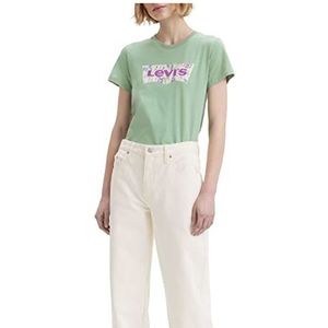 Levi's dames T-shirt The Perfect Tee, Watercolor Logo Granite Green, XS