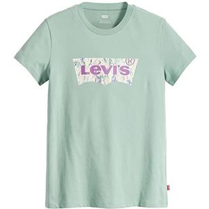 Levi's dames T-shirt The Perfect Tee, Watercolor Logo Granite Green, XXS