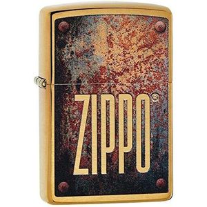 Zippo Stormaansteker met roestig schild-design, messing, normaal.