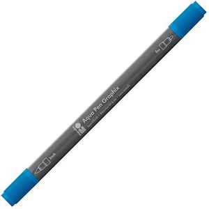 Marabu 01450003052 - Aqua Pen Graphix medium blauw, aquarelviltstiften met briljante kleur, op waterbasis, lichtbestendige pigmentinkt, met dubbele punt, aquarelpapier