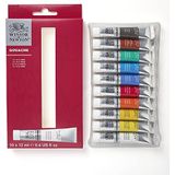 Winsor & Newton 0890001 Starterset voor gouache, levendige matte gouacheverf in tubes van 12 ml - 10 kleuren, starterset met 10 kleuren gouacheverf, 10 kleuren Starterset met gouacheverf