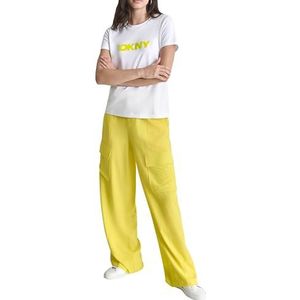 DKNY, Dames Blouse/Shirt, S/L NEON Gel Logo TH, Wit, XXS, wit, XXS