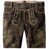 STOCKERPOINT - Klederdracht broek - Bruin / Olijfgroen - Knielengte - Leer