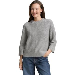 TOM TAILOR - Gebreide Trui - Grijs - Ronde Hals - Driekwart Mouw