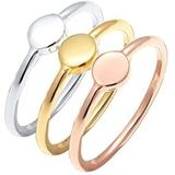 Elli Dames Ring Set Geo Tricolor Cirkel 925 Sterling Zilver 0609590916, 54 EU, Facetgeslepen, Zonder