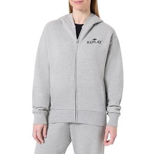 Replay W3712a Sweatshirt met capuchon, M04 Grey Melange, S voor Dames