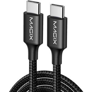 Magix USB-C-kabel, 100 W, 0,5 m, zwart, snel opladen 5 A, snelheid voor gegevenssynchronisatie, 10 Gbit/s, 4K 60 Hz, compatibel met MacBook Pro/Air, iPad Pro 2021/Air 5, Galaxy S23/S22 Ultra, Pixel,