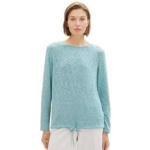 TOM TAILOR T-shirt met lange mouwen voor dames, 33158 - Summer Teal Melange, XXL