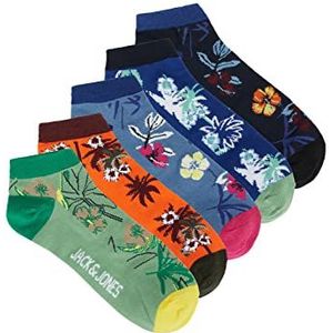 JACK & JONES Jacvi Venice Short Sock 5 Pack, Rood Oranje/Pack: Navy Blazer - Surf the web - Absinthe Green - Silver Lake Blue, One size