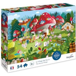 Calypto 3907803 Mäusedorf, 54 puzzel met soft touch, kinderpuzzel met grote delen en fluweelachtig oppervlak incl. puzzelposter, voor kinderen vanaf 5 jaar, sprookjes, dieren, bos