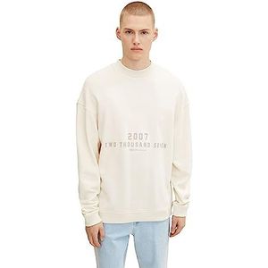 TOM TAILOR Denim Uomini Relaxed sweatshirt met print 1032769, 10338 - Soft Light Beige, XL