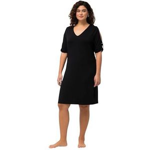 Ulla Popken Strandjurk voor dames, heatherjurk, zwart, 46-48