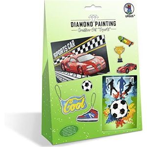 Ursus 43510003 - Diamond Painting Creative Set ""Sports"", knutselset voor kinderen voor het creatief maken van foto's, hangers en stickers met diamanten, medium