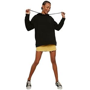 Trendyol Dames Black Kangaroo Zakken Boyfriend Knitted SHardon Hooded Sweatshirt, L