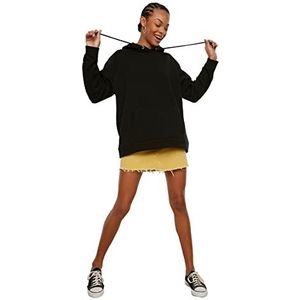 Trendyol Dames Regular Basic Capuchon Gebreide Sweatshirts, zwart, M