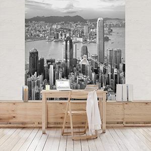 Apalis vliesbehang Skyline Nostalgia fotobehang vierkant, grootte, grijs, 95460 288 x 288 cm grijs