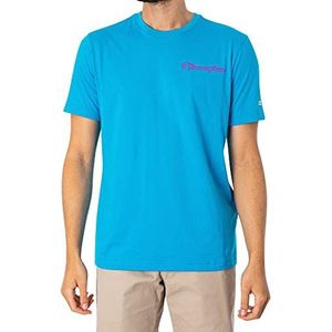 Champion Legacy Neon Spray Contrast Logo S/S T-shirt, fluorescerend blauw, XXL voor heren