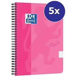 Oxford 400118805 Touch spiraalblok roze A5 5-pack geruit 140 pagina's