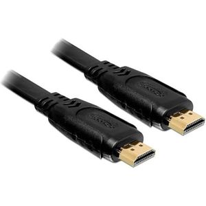 Delock Kabel High Speed HDMI met Ethernet HDMI A stekker plat 2 m zwart