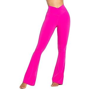 Yoga Broek Dames Hoge Taille Wijde Pijp, Licht Corrigerend met Diepe