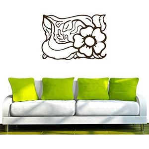 INDIGOS/Muursticker-e160 mooie bladeren met mooie bloemetjes 160x112 cm - bruin, vinyl, 160 x 112 x 1 cm