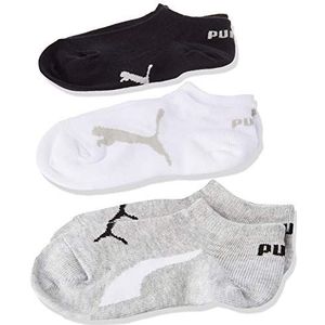 PUMA Unisex Bwt sneakersokken voor kinderen, wit/grijs/zwart, 30
