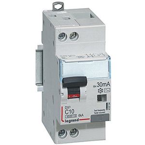 Legrand – Disj Diff DX3 4500 – schroeven/schroeven – U+N 230 V ~ 10 A – type AC – 30 mA – 6 kA – curve C – 2 m Legrand 410704 – LEG-410704