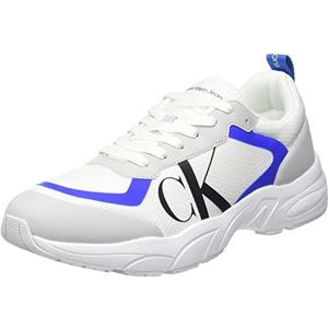 Calvin Klein Jeans Heren Retro Tennis MESH Sneaker, Wit/Blauw, 7 UK, Wit Blauw, 39.5 EU