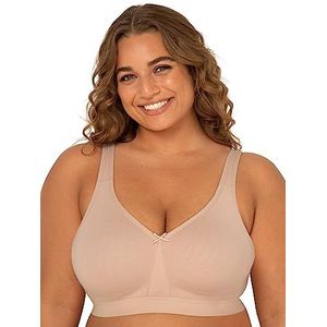 Fruit of the Loom Women's Plus Size Wireless Cotton Bra, Beige, 46DD