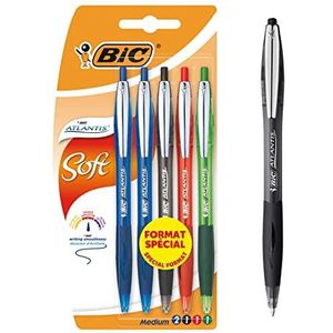 Bic Atlantis Soft BIC Balpennen - Bijpassende kleuren, Blister van 5