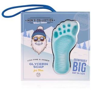 Accentra zeep met Yeti-voetafdruk voor mannen HERENCOLLECTIE WINTEREDITIE met koord in blauw, incl. geschenkdoos, geur: Iced Pine & Amber, herencadeau Kerstmis