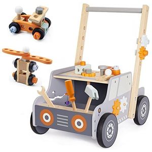 labebe Baby Push Walker, Tool Bench for Peuters, Houten Walker voor Baby Boy and Girl, Kids Workbench, Baby Activity Center, Peuter Montessori Toys voor 1-3 jaar oud.