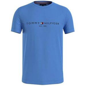 Tommy Hilfiger Heren Tommy Logo Tee S/S T-Shirts, Blauw, M, Blauwe spreuk, M