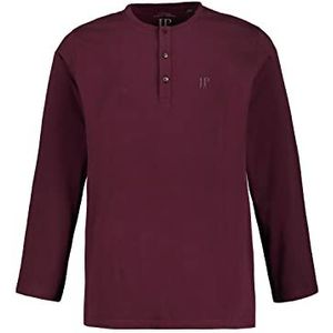 JP 1880 Henley, lange mouwen, knoopsluiting, tot 8XL T-shirt, smoked aubergine, 4XL