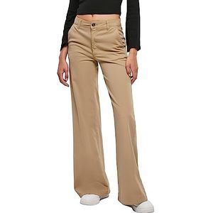 Urban Classics Damen Hose Ladies High Waist Wide Leg Chino Pants unionbeige 30