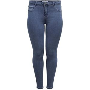 CARMAKOMA Skinny Jeans voor dames, curvy CARThunder Push-up reg, skinny fit jeans, blauw (medium blue denim), 52 Grote maten