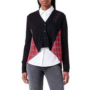 Love Moschino Dames lange mouwen A-lijn cardigan pullover, rood/zwart, 46