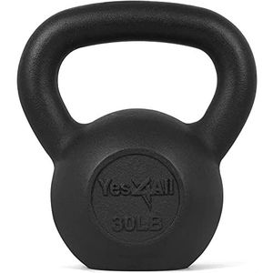 Yes4All Kettlebell's KHM1 Solid Gietijzeren Gewichten Set, voor Full Body Workout en Krachttraining, 13,6 kg, Zwart 13,6 kg, 13,6 kg