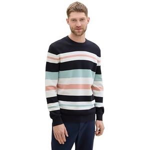 TOM TAILOR heren trui, 36222 - Navy Rose Multi Color Stripe, M