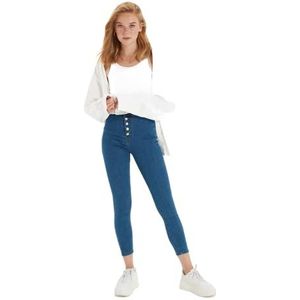 Trendyol Dames Basic Hoge Taille Skinny fit Jegging Jeans, Blauw, 60